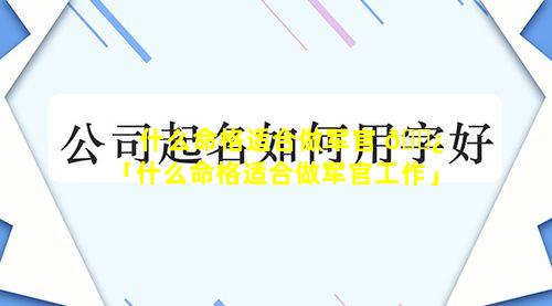 什么命格适合做军官 🌿 「什么命格适合做军官工作」